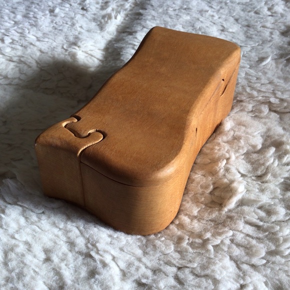 Hand Carved and Signed Pine Puzzle Stash Box - Picture 8 of 10